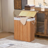 Cesta de ropa marrón FALSTER XL B con tapa de bambú y asas integradas de hjh LIVING