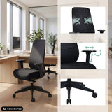 Silla de oficina profesional Verviq en negro con reposabrazos ajustables y base de estrella de hjh OFFICE (imagen generada por IA)