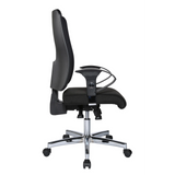 Silla de oficina profesional HJH SITNESS WORK negra con respaldo de malla, reposabrazos y base de cinco ruedas de Topstar – vista de 360° (vista trasera en diagonal 120°)