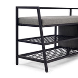 Estantes de rejilla y superficie de asiento gris del armario zapatero Estha Loft en negro de hjh LIVING