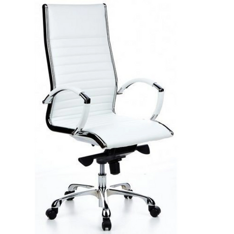 Profi-Chefsessel PARMA 20 in Cremeweiß mit horizontaler Steppung und Chromgestell von hjh OFFICE
