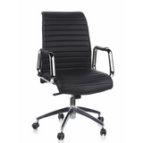 Sillón de oficina profesional ASPERA 10 negro con costuras, reposabrazos y base de cinco ruedas de hjh OFFICE – vista de 360° (vista frontal 20°)