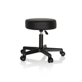 taburete giratorio negro OPERATOR I con asiento acolchado y base de cinco ruedas de hjh OFFICE – vista de 360° (vista frontal en diagonal 60°)