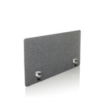 Separador de mesa FLEXMIUT 3D gris con dos fijaciones de mesa de hjh OFFICE – vista de 360° (vista frontal en diagonal 47°)