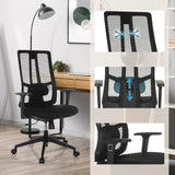 Silla de oficina profesional TRAMORE BASE acolchada en negro con respaldo de malla y soporte lumbar ajustable de hjh OFFICE