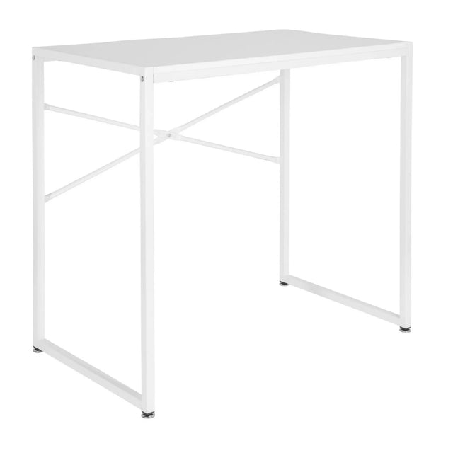 Escritorio blanco EASY UP H I con estructura metálica sencilla y travesaños en cruz de hjh OFFICE