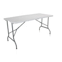 Mesa plegable blanca EASY UP MULTI II con tablero rectangular y estructura metálica gris de hjh OFFICE