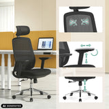 Silla de oficina profesional Ergosento en negro con reposacabezas y reposabrazos ajustables de hjh OFFICE (imagen generada por IA)