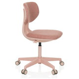 Silla giratoria para niños KID COLORE rosa con superficies acolchadas y base de cinco ruedas de hjh OFFICE – vista de 360° (vista frontal en diagonal 60°)