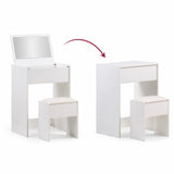Apertura y cierre del Espejo de Maquillaje plegable Glamdesk en blanco con taburete a juego de hjh LIVING