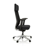 Silla de oficina profesional ASGON negra con respaldo de malla y base de cinco ruedas de hjh OFFICE – vista de 360° (vista lateral 80°)