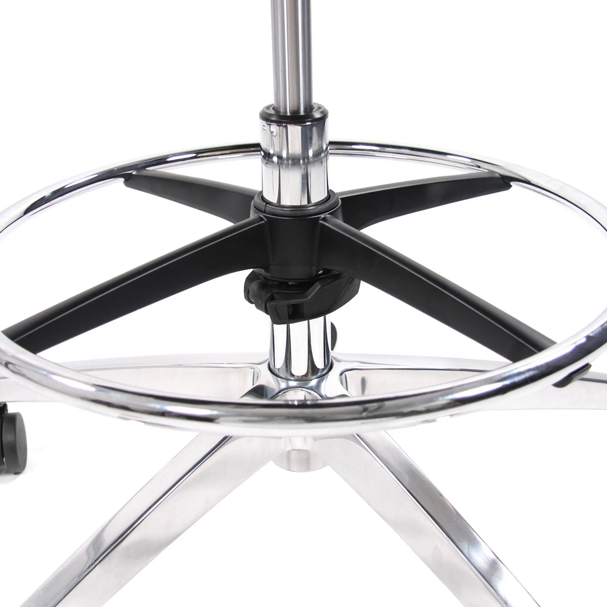 Reposapiés cromado de la silla de mostrador TOP WORK 78 con base de plástico negro de hjh OFFICE