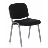 Silla de cuatro patas XT 600 S negra con estructura plateada de hjh OFFICE – vista de 360° (vista frontal en diagonal 40°)