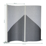 Plano dimensional del separador Flexmiut Wave de 210 × 160 cm de hjh OFFICE