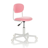 Silla giratoria para niños KIDDY BASE I en color rosa con base de estrella y cinco ruedas de hjh OFFICE – vista de 360° (vista frontal en diagonal 45°)