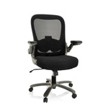 Silla giratoria XXL INSTRUCTOR T I negra con respaldo de malla, reposabrazos y base de cinco ruedas de hjh OFFICE – vista de 360° (vista frontal 20°)