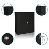 Armario archivador negro COLOR AS 105 con dos puertas, cerradura y compartimentos internos de hjh OFFICE