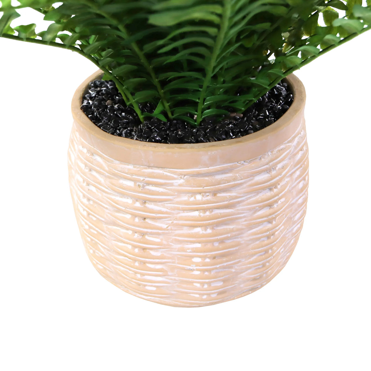 Maceta exterior beige con efecto de cesta para la Planta artificial Proliferum de hjh OFFICE
