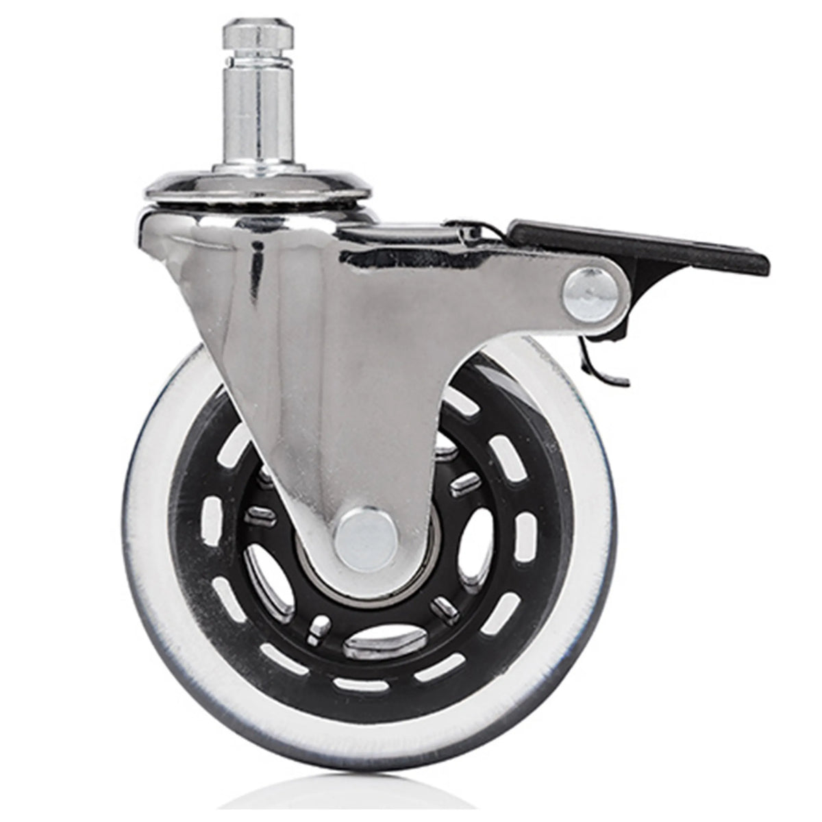 Ruedas para sillas 5x ROLO SKATE CT 11mm/75mm con freno de bloqueo en plata y transparente para suelos duros de hjh OFFICE