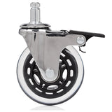 Ruedas para sillas 5x ROLO SKATE CT 11mm/75mm con freno de bloqueo en plata y transparente para suelos duros de hjh OFFICE