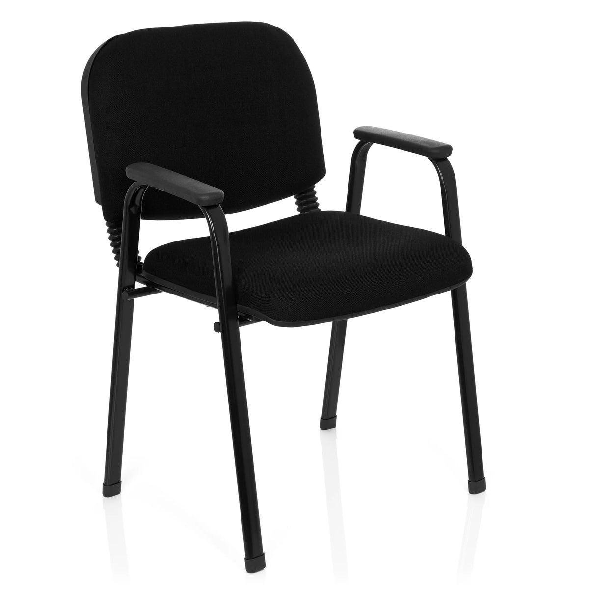 Silla de cuatro patas XT 650 negra con reposabrazos y asiento acolchado de hjh OFFICE – vista de 360° (vista frontal en diagonal 40°)