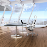 Silla de oficina profesional SPEKTRE gris con estructura blanca en un escritorio de hjh OFFICE