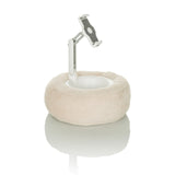 Soporte para teléfono móvil y tableta COMFILAP II beige con cojín de anillo de felpa de hjh OFFICE – vista de 360° (vista trasera en diagonal 144°)