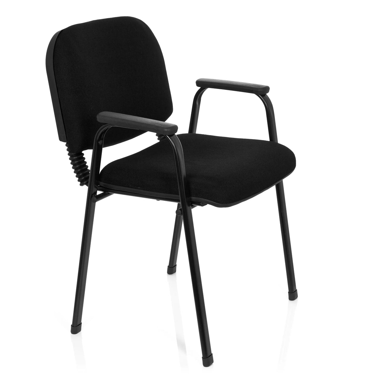 Silla de cuatro patas XT 650 negra con reposabrazos y asiento acolchado de hjh OFFICE – vista de 360° (vista frontal en diagonal 60°)