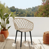 Silla nórdica BEGIO beige con respaldo de malla y patas negras de hjh OFFICE