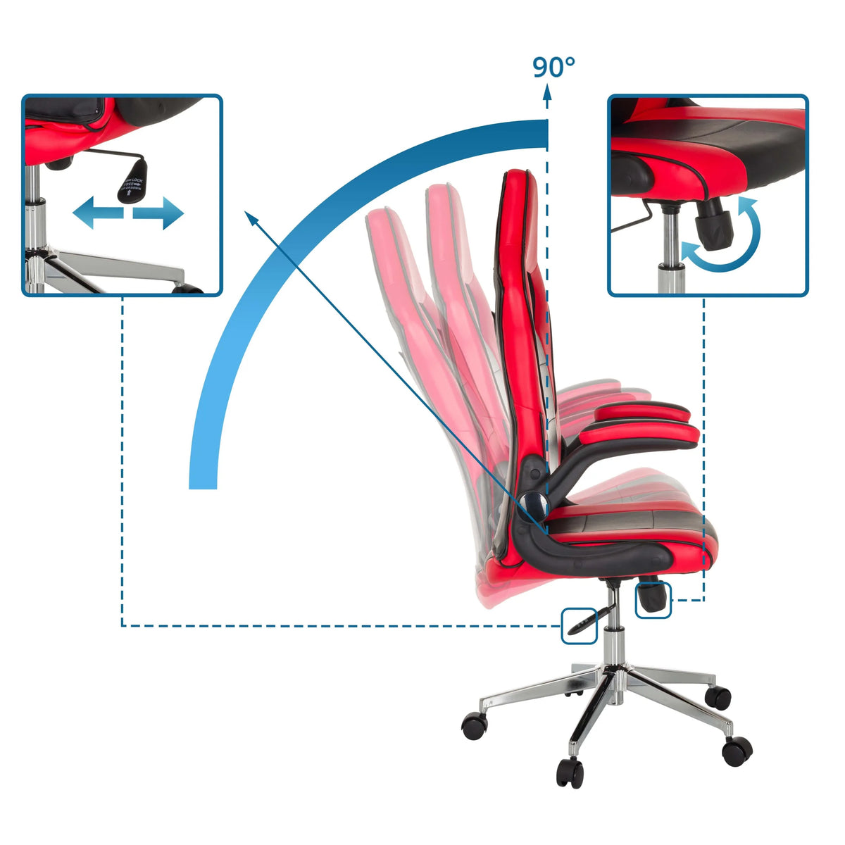 Respaldo ajustable de la silla gaming GAME SPORT PRO con una inclinación de 90 grados de MyBuero