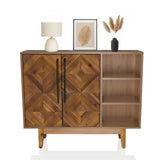 Cómoda SANTJAGO WOOD L en aspecto de madera oscura con dos puertas, tiradores negros y estante abierto de hjh LIVING