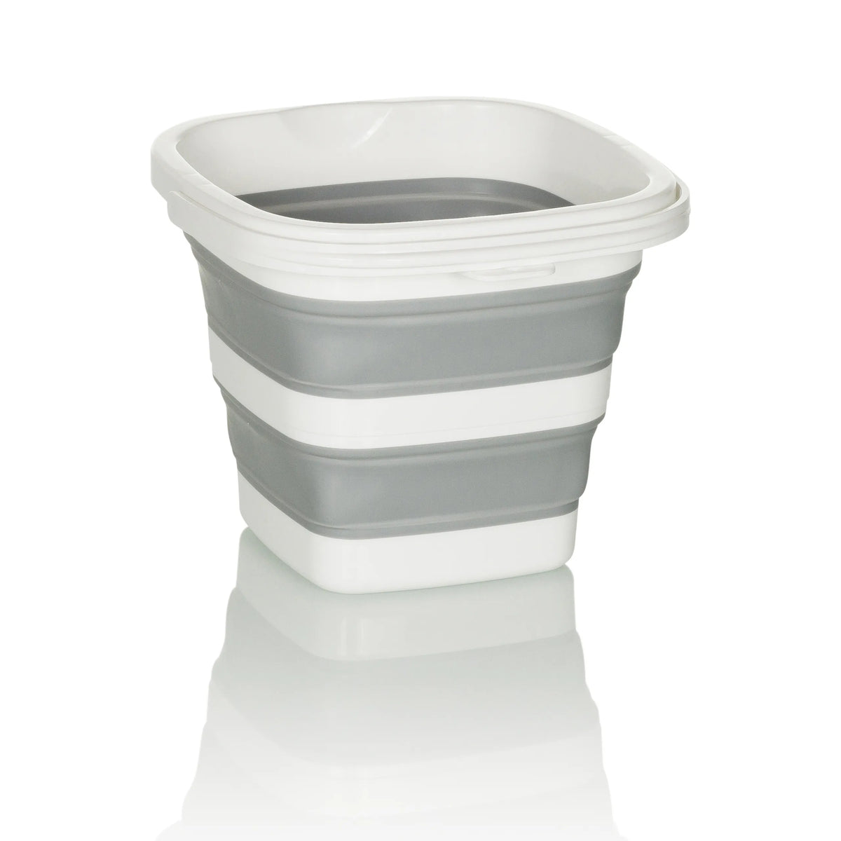 Contenedor plegable CLEAN SILE en gris y blanco con elementos laterales plegables de hjh OFFICE – vista de 360° (vista lateral 90°)