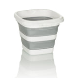 Contenedor plegable CLEAN SILE en gris y blanco con elementos laterales plegables de hjh OFFICE – vista de 360° (vista lateral 90°)