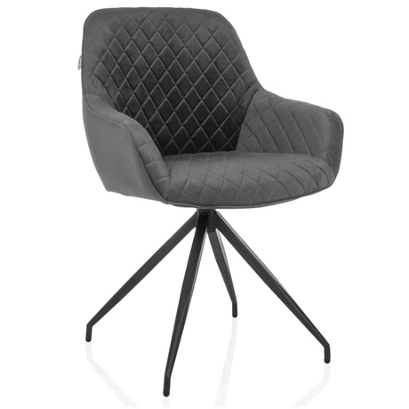 Silla tapizada gris ELVERUM con superficie acolchada y estructura de cuatro patas negra de hjh LIVING