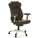 Sillón de oficina profesional EMBASSY 200 L negro con tapicería de cuero, reposabrazos y base plateada de hjh OFFICE