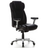 Sillón de oficina profesional EMBASSY 200 negro con tapizado de cuero sintético y base plateada de hjh OFFICE