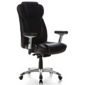 Sillón de oficina profesional EMBASSY 200 negro con tapizado de cuero sintético y base plateada de hjh OFFICE