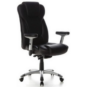 Sillón de oficina profesional EMBASSY 200 negro con tapizado de cuero sintético y base plateada de hjh OFFICE