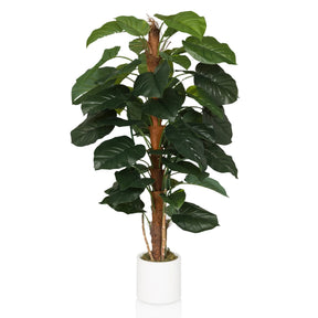Planta artificial verde EPIPREMNUM con hojas grandes en una maceta blanca de hjh OFFICE