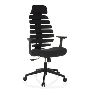 Silla de oficina profesional ERGO LINE ECO negra con tapizado de tela, respaldo segmentado y reposabrazos de hjh OFFICE