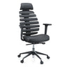 Silla de oficina profesional ERGO LINE II PRO negra con revestimiento de cuero y respaldo segmentado de hjh OFFICE