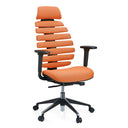 Silla de oficina profesional ERGO LINE II PRO con tapizado de tela naranja y base negra de hjh OFFICE