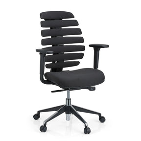 Silla de oficina profesional ERGO LINE II negra con respaldo segmentado y reposabrazos de hjh OFFICE
