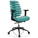 Silla de oficina profesional ERGO LINE II en turquesa con respaldo segmentado y reposabrazos negros de hjh OFFICE