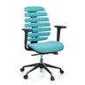 Silla de oficina profesional ERGO LINE II en turquesa con respaldo segmentado y reposabrazos negros de hjh OFFICE