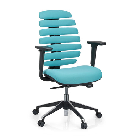 Silla de oficina profesional ERGO LINE II en turquesa con respaldo segmentado y reposabrazos negros de hjh OFFICE