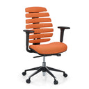 Silla de oficina profesional ERGO LINE II en naranja con respaldo segmentado y reposabrazos negros de hjh OFFICE