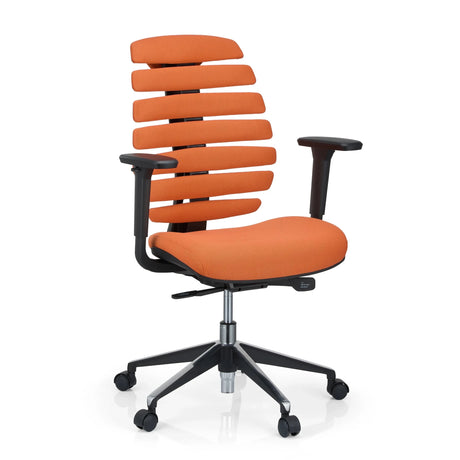 Silla de oficina profesional ERGO LINE II en naranja con respaldo segmentado y reposabrazos negros de hjh OFFICE