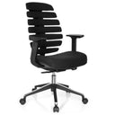 Silla de oficina profesional ERGO LINE II negra con respaldo segmentado y reposabrazos de hjh OFFICE