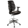 Silla de mostrador ERGO LINE II WORK negra con tapizado de cuero sintético, reposapiés y ruedas de hjh OFFICE